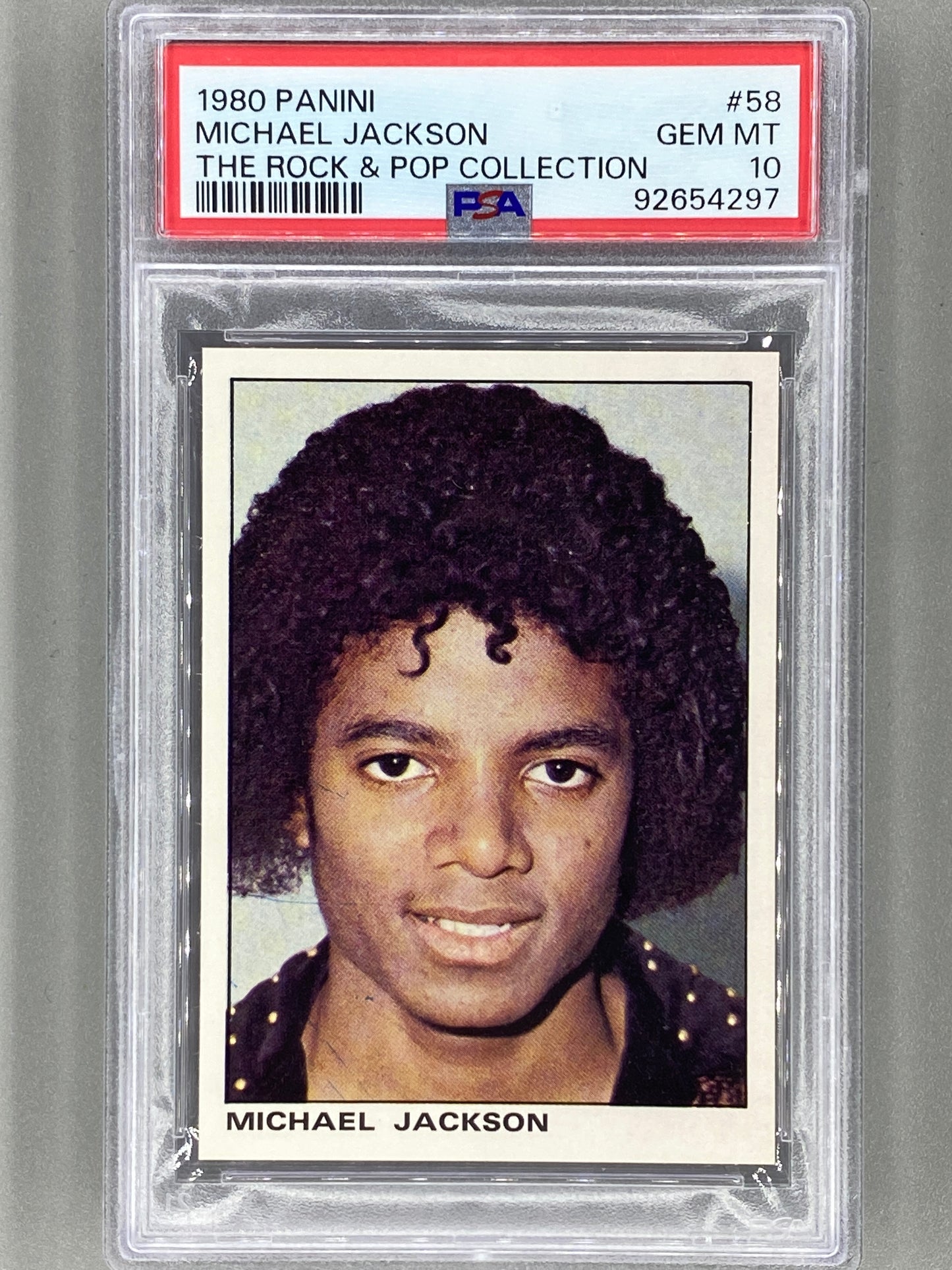 1980 Panini #58 Michael Jackson The Rock & Pop Collection PSA 10 Pop 1 (Music)