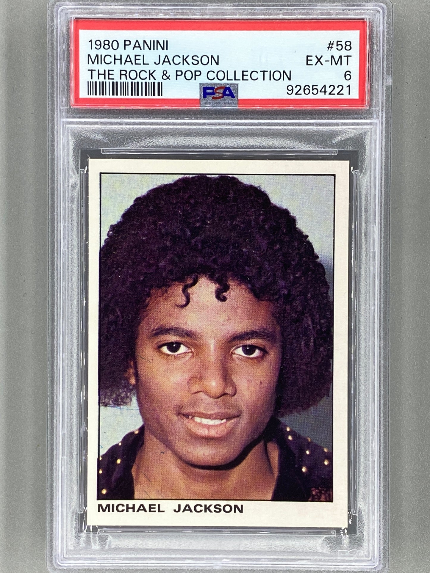 1980 Panini #58 Michael Jackson The Rock & Pop Collection PSA 8 Pop 9 (Music)