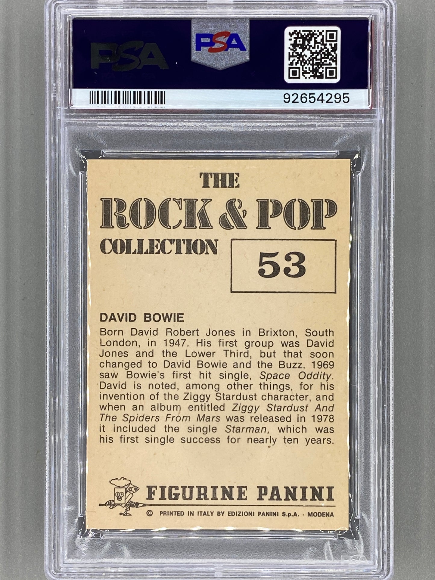 1980 Panini #53 David Bowie The Rock & Pop Collection PSA 10 Pop 2 (Music)