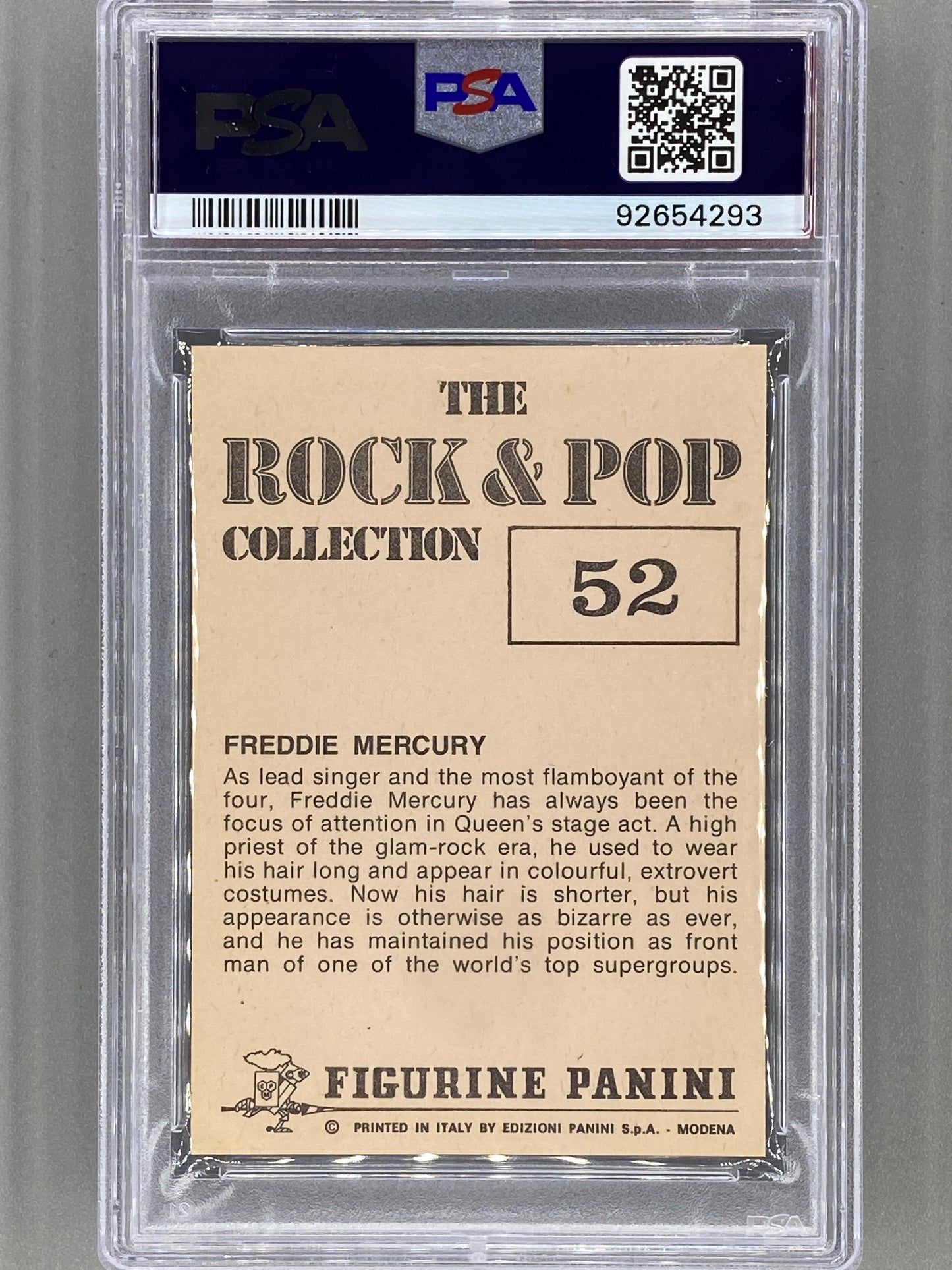 1980 Panini #52 Freddie Mercury The Rock & Pop Collection PSA 9 - Pop 7 (Music)