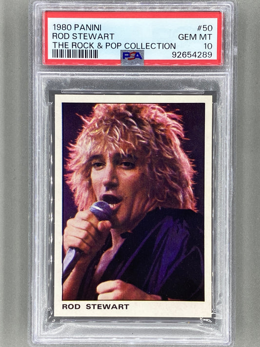 1980 Panini #50 Rod Stewart The Rock & Pop Collection PSA 10 Pop 2 (Music)