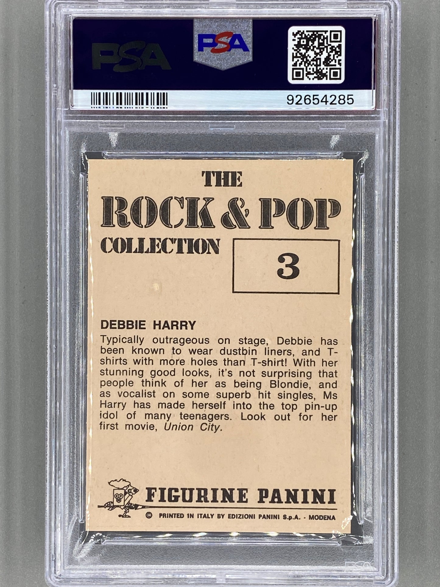 1980 Panini #3 Debbie Harry The Rock & Pop Collection PSA 8 Pop 2 (Music)