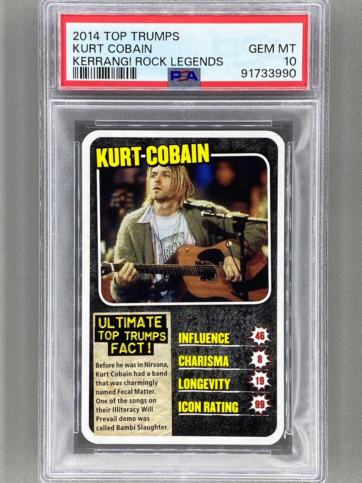 2014 Top Trumps Kurt Cobain Kerrang Rock Legends PSA 10 Pop 1 (Music)