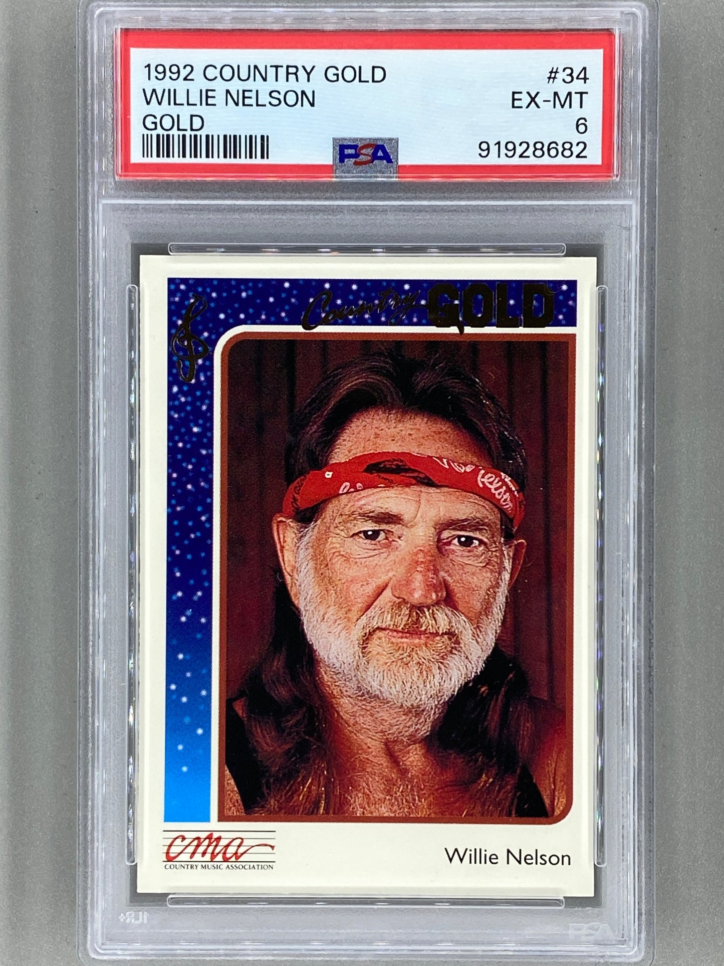 1992 Sterling Country Gold #34 Willie Nelson Gold PSA 6 - Pop 1 (Music)