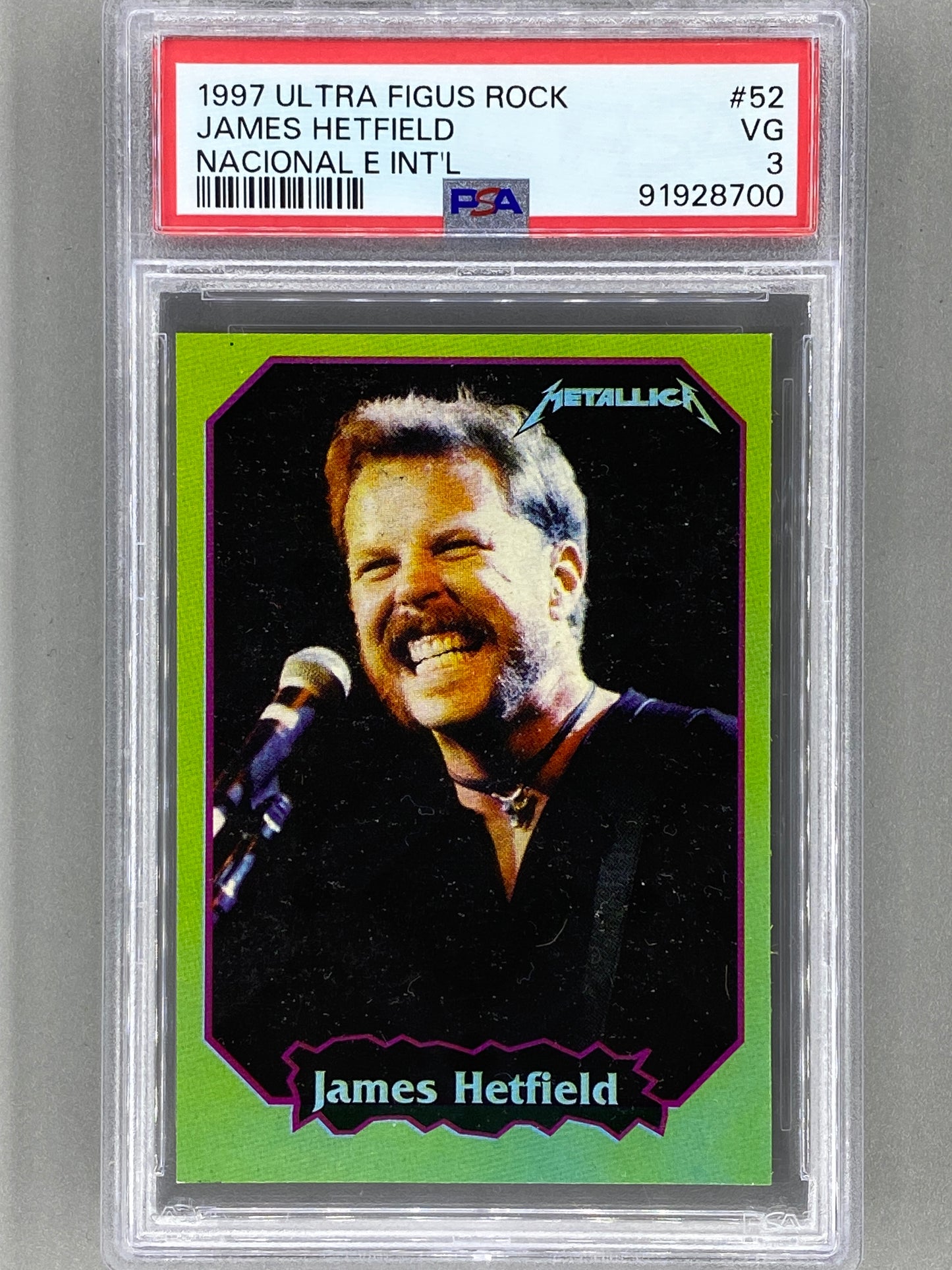 1997 Ultra Figus #52 James Hetfield Rock Cards Nacional E Intl PSA 3 Pop 1 (Music)