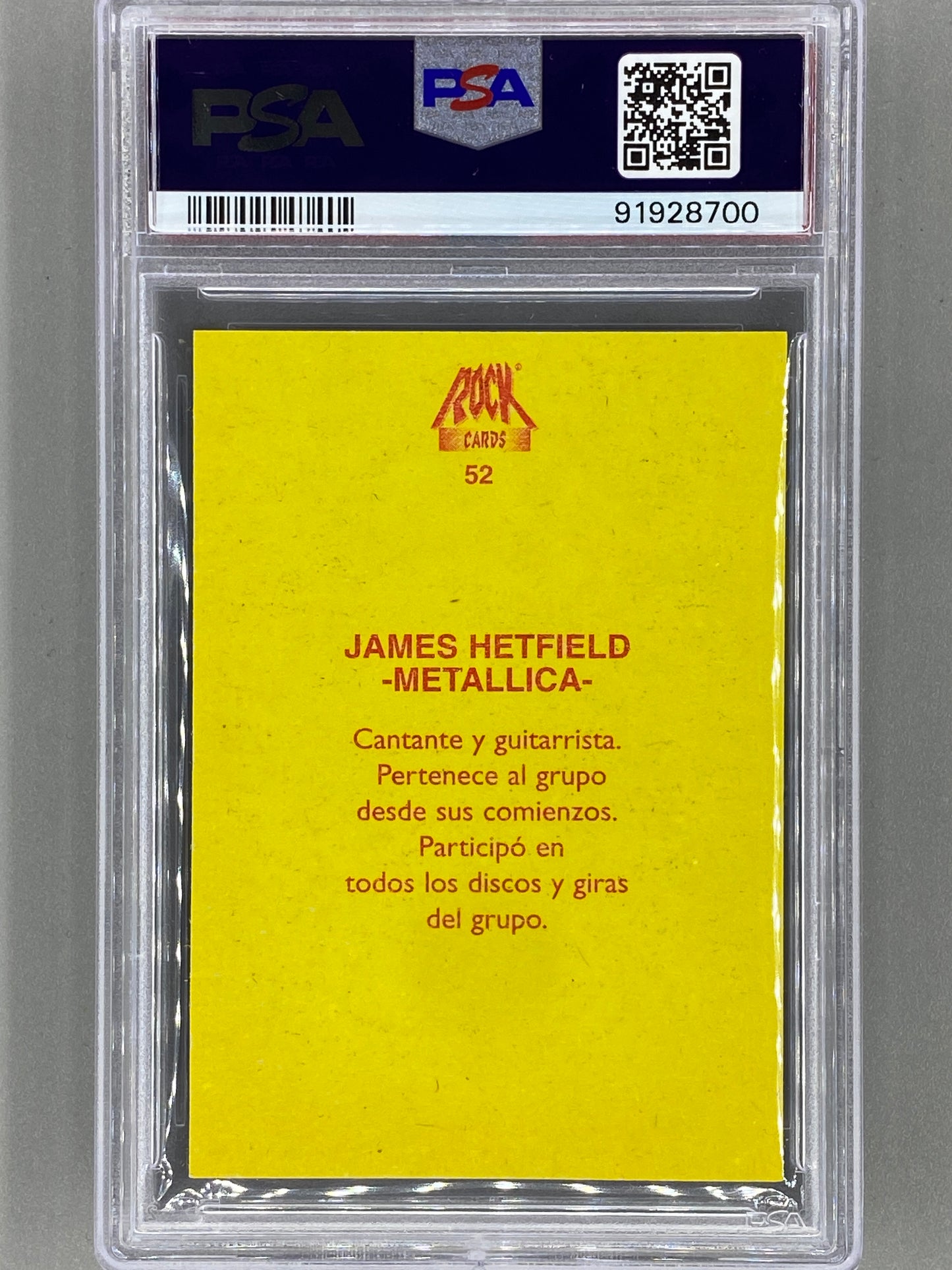 1997 Ultra Figus #52 James Hetfield Rock Cards Nacional E Intl PSA 3 Pop 1 (Music)