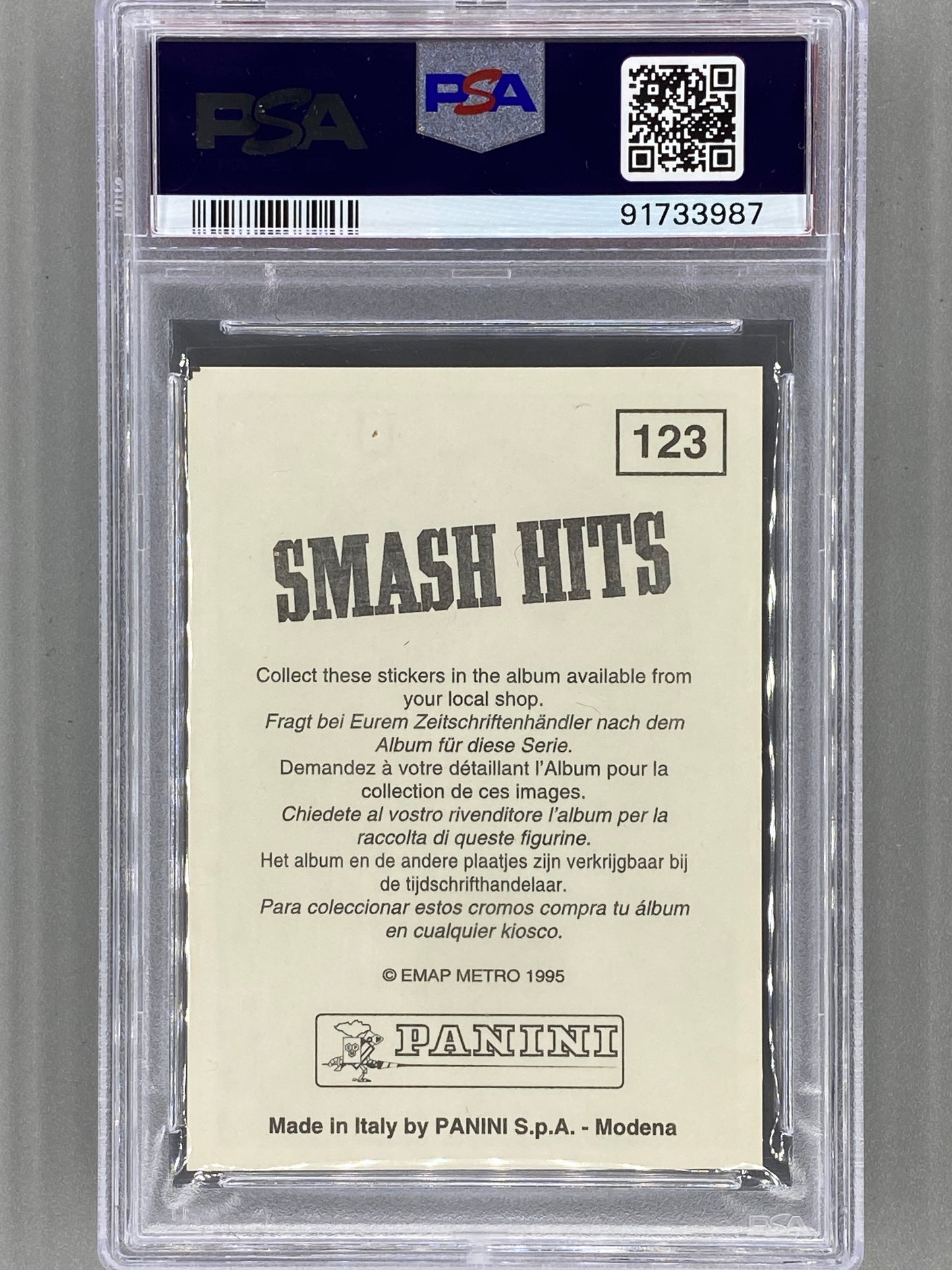 1995 Panini Smash Hits #123 Snoop Dogg Stickers PSA 9 Pop 22 (Music)