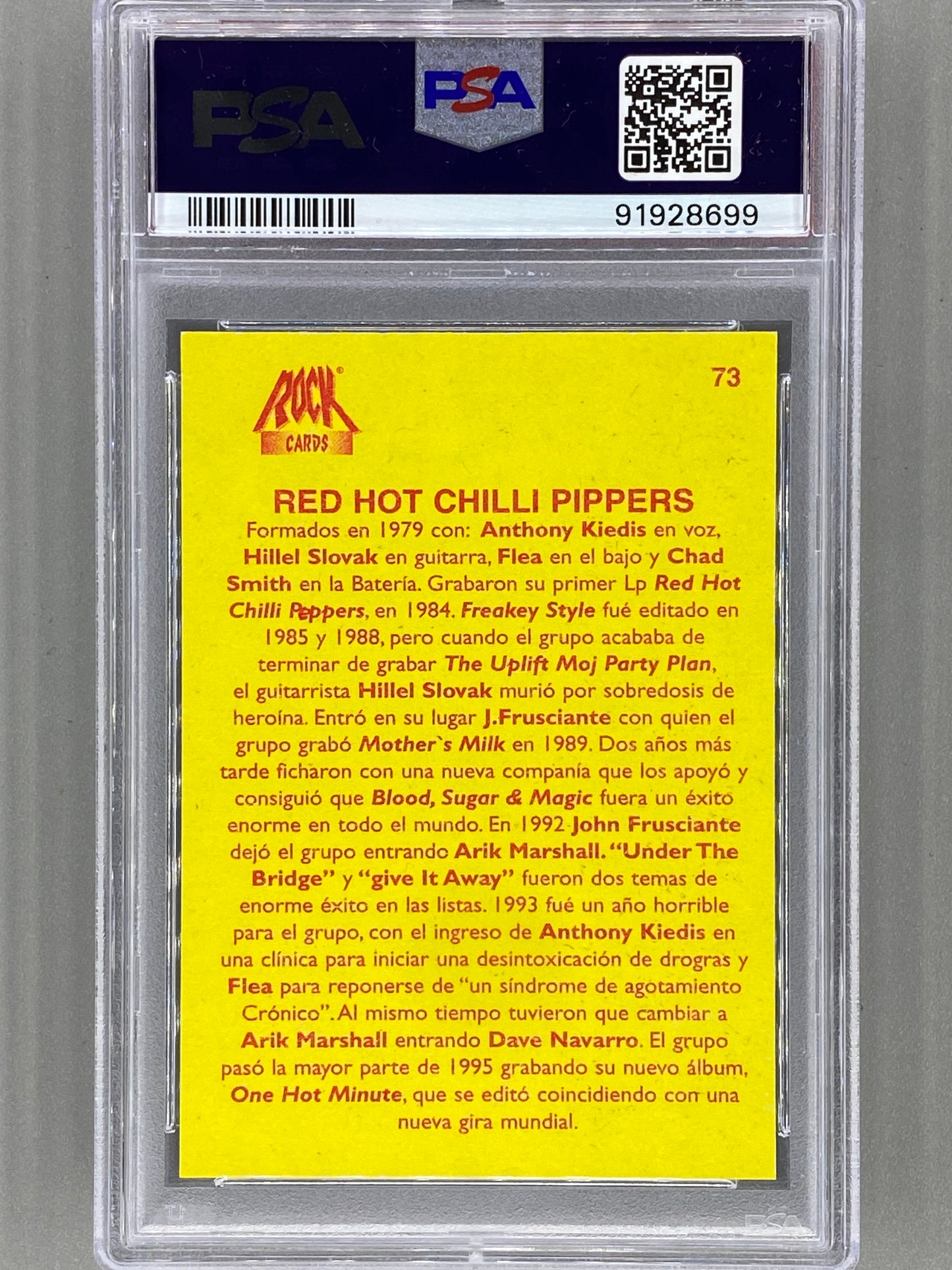 1997 Ultra Figus #73 Red Hot Chili Peppers Rock Nacional E Intl PSA 7 Pop 5 (Music)