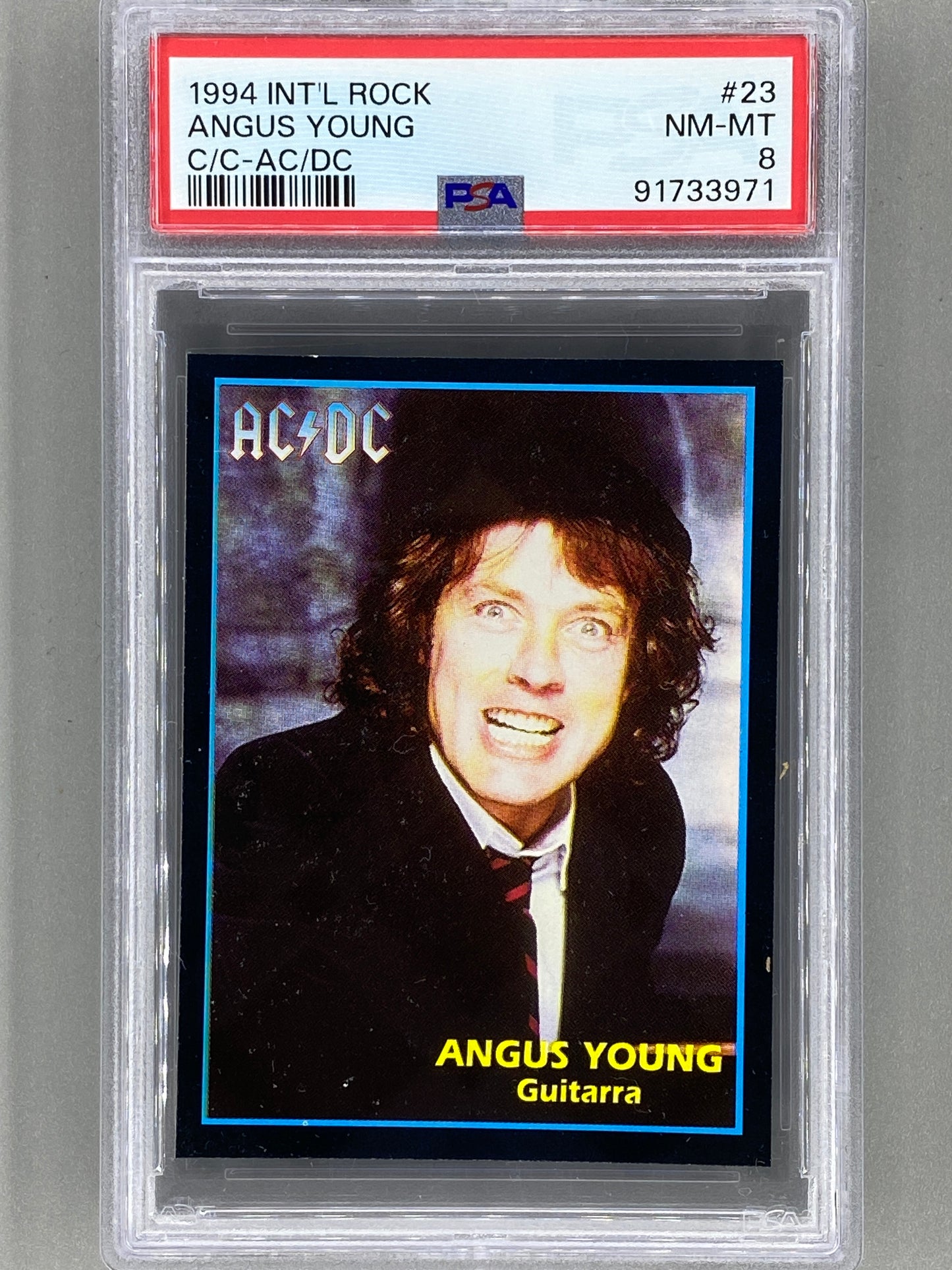 1994 Ultra Figus #23 Angus Young Intl Rock Cards Collection AC/DC PSA 8 Pop 1 (Music)