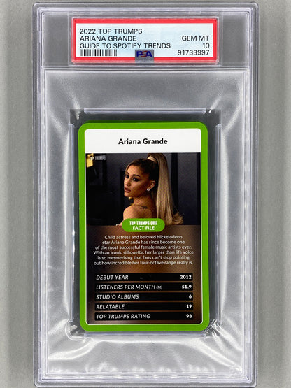 2022 Top Trumps Ariana Grande Guide to Spotify Trends PSA 10 - Pop 4 (Music)