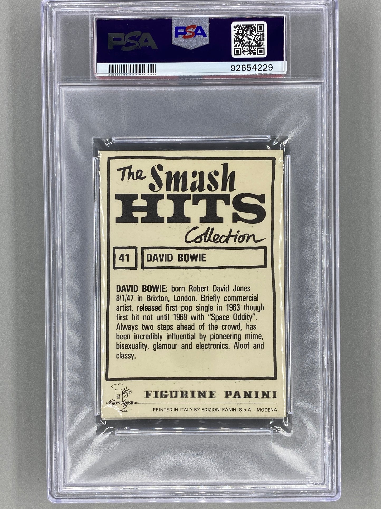 1984 Panini #41 David Bowie Smash Hits Collection PSA 8 - Pop 1 (Music)