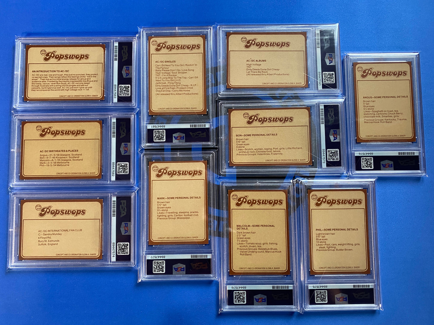 1977 Scanlens Popswops AC/DC Australian 10 Card Subset -PSA Graded- Rare (Music)