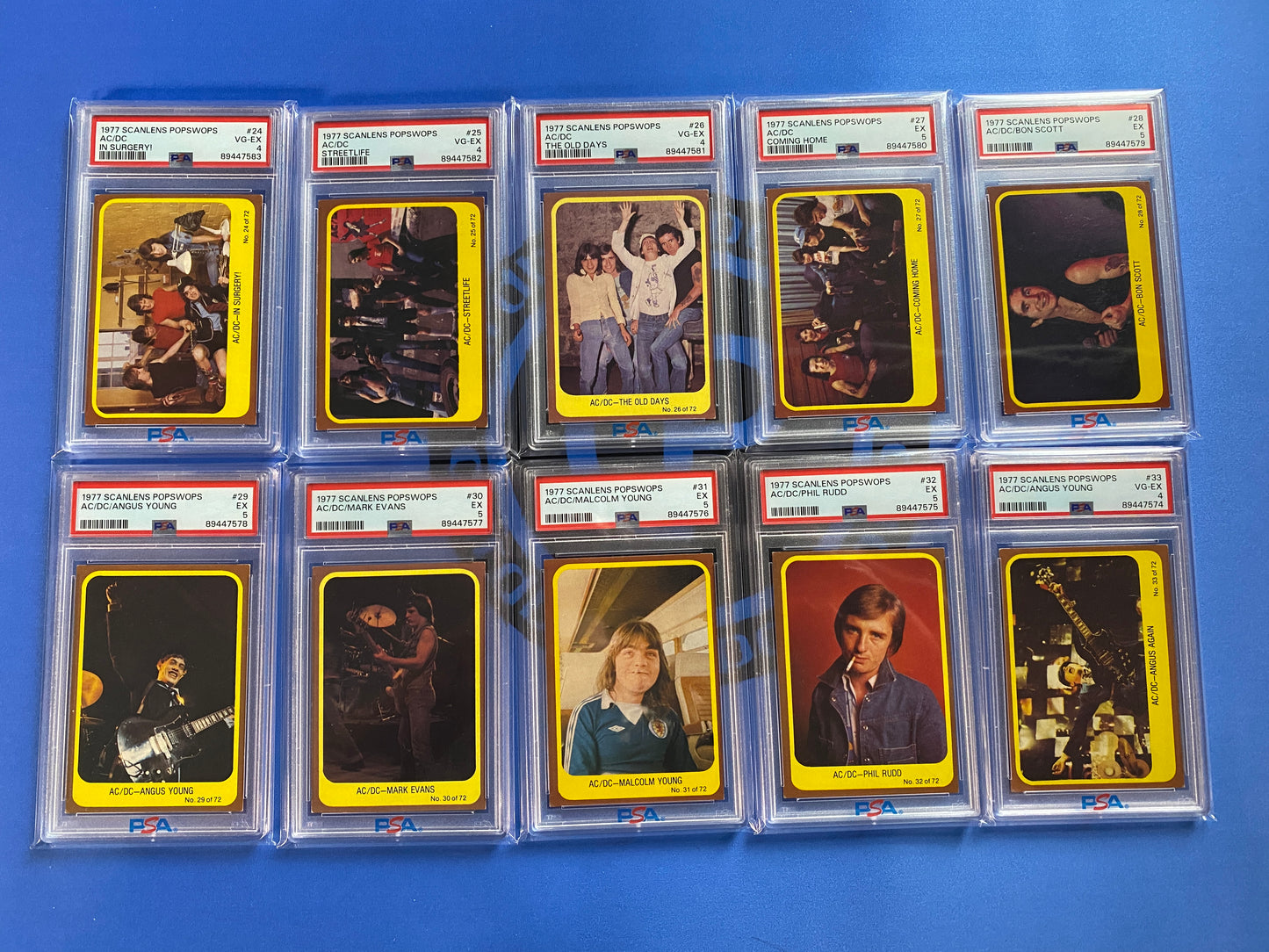 1977 Scanlens Popswops AC/DC Australian 10 Card Subset -PSA Graded- Rare (Music)