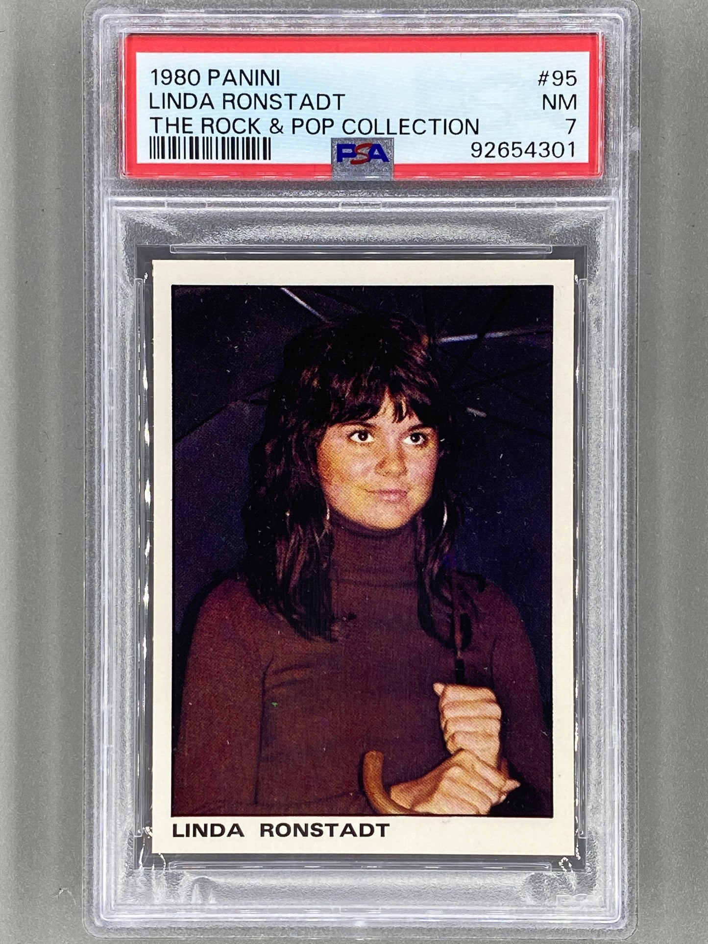 1980 Panini #95 Linda Ronstadt The Rock & Pop Collection PSA 7 Pop 3 (Music)