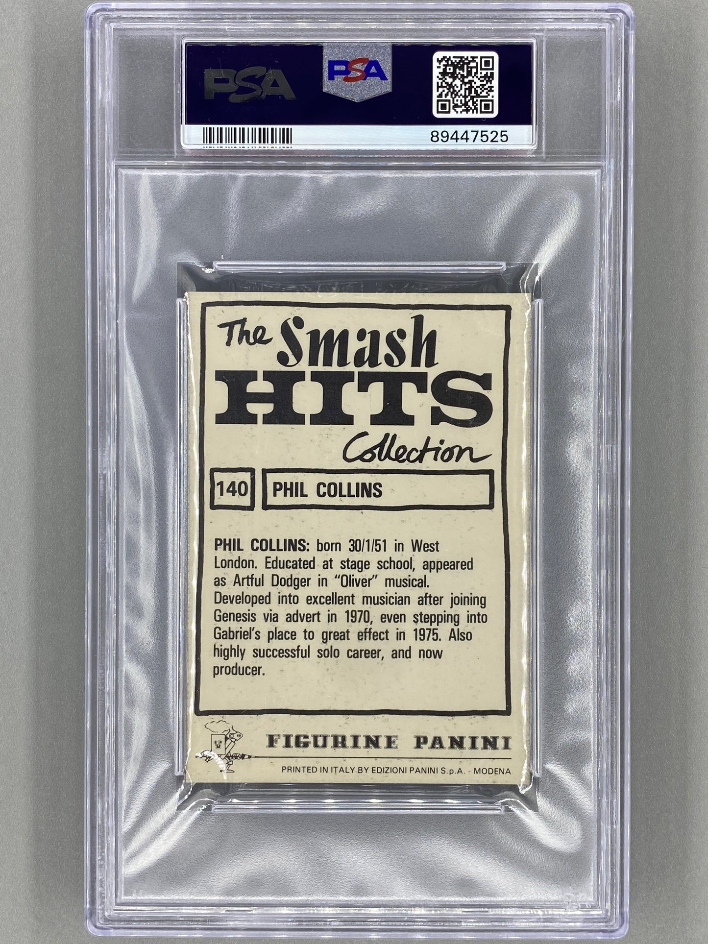 1984 Panini #140 Phil Collins Smash Hits Collection PSA 6 - Pop 2 (Music)