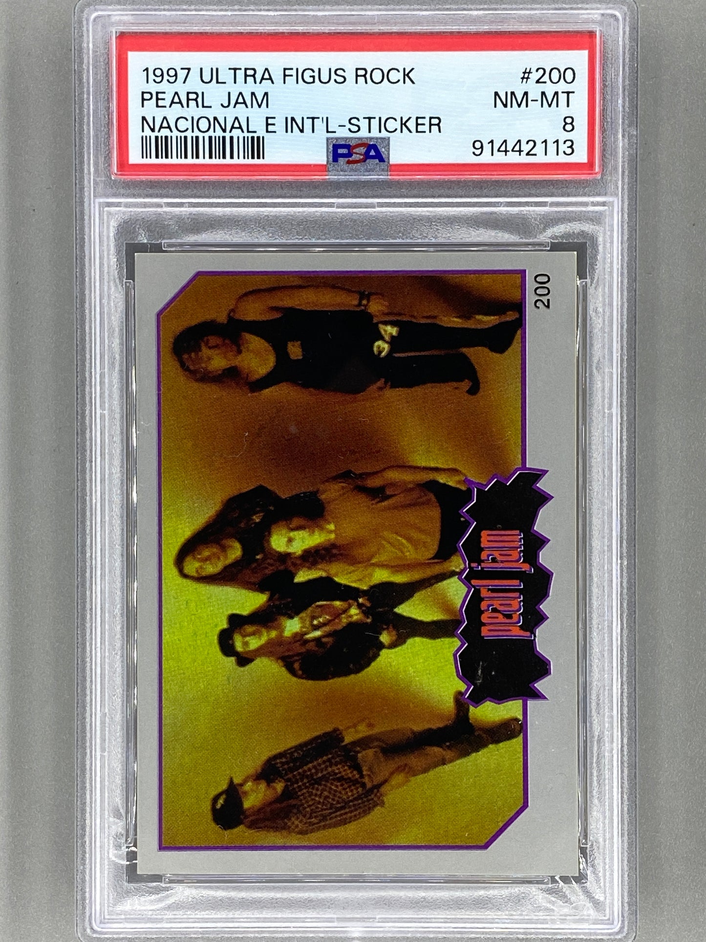 1997 Ultra Figus #200 Pearl Jam Rock Nacional E Intl Sticker PSA 8 Pop 4 (Music)