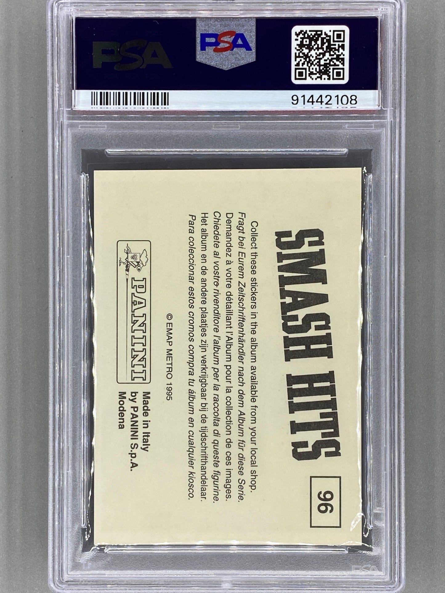 1995 Panini Smash Hits #96 Kurt Cobain Stickers PSA 7 Pop 13 (Music)