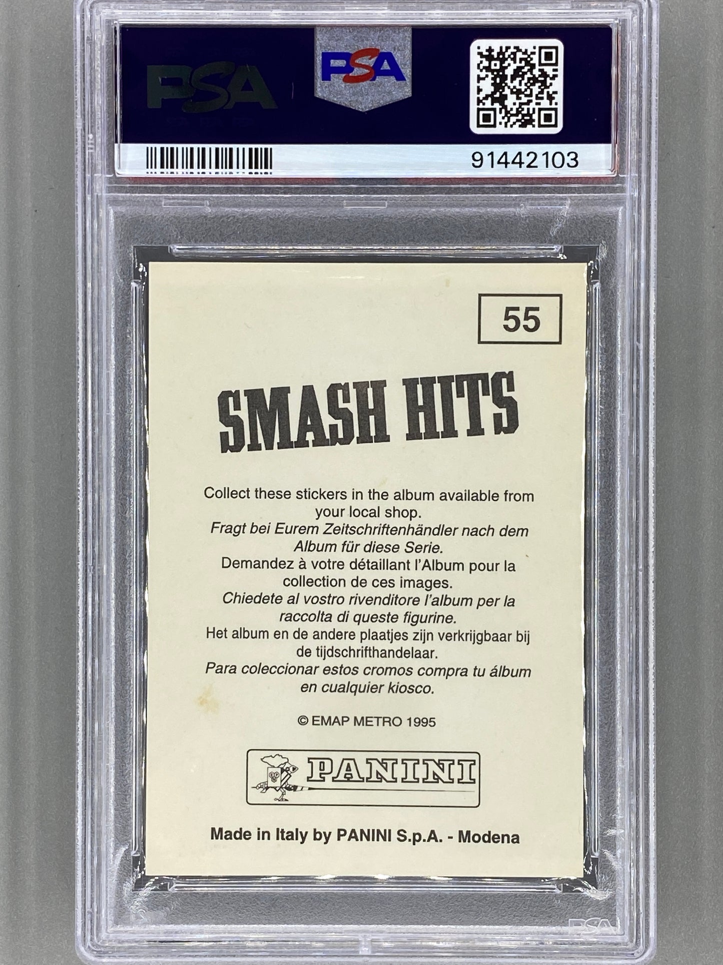 1995 Panini #55 Billie Joe Armstrong Smash Hits Stickers PSA 6 Pop 11 (Music)