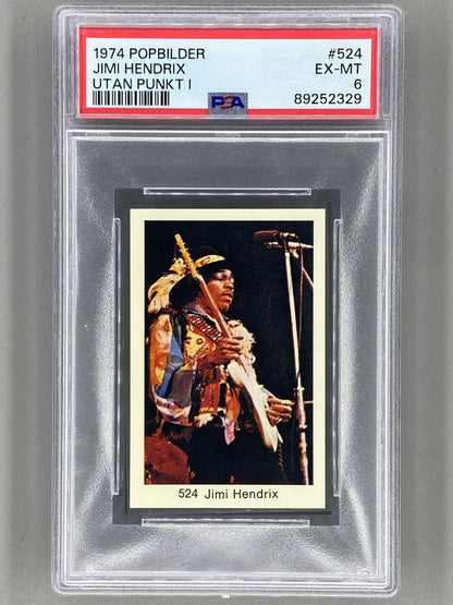1974 Popbilder #524 Jimi Hendrix Utan Punkt I PSA 6 Pop 2 (Music)