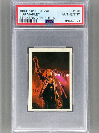 1980 Pop Festival #118 Bob Marley Stickers-Venezuela PSA Authentic Pop 2 (Music)