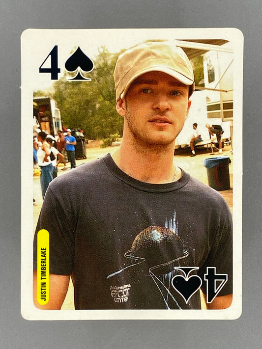 2005 Bravo Star Cards Justin Timberlake 4 of Spades Clearasil (Romania) (Music)