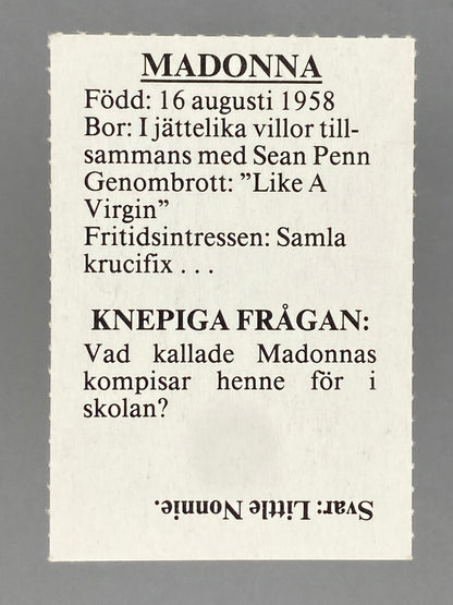 1985 Frida Madonna Magazine Insert (Sweden) (Music)