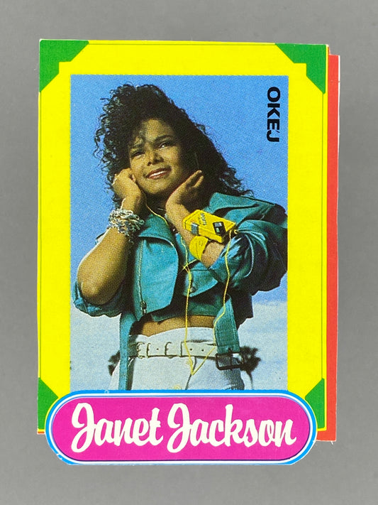 1986 Okej Janet Jackson Magazine Die Cut Sticker Insert (Sweden) (Music)