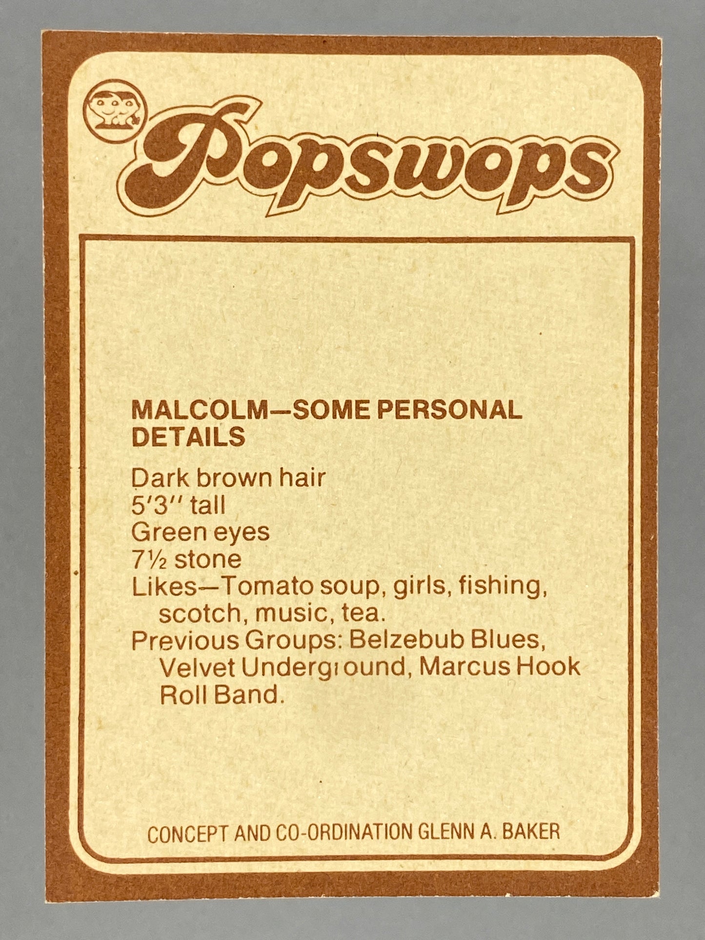 1977 Scanlens Popswops #31 AC/DC Malcolm Young (Australia) (Music)