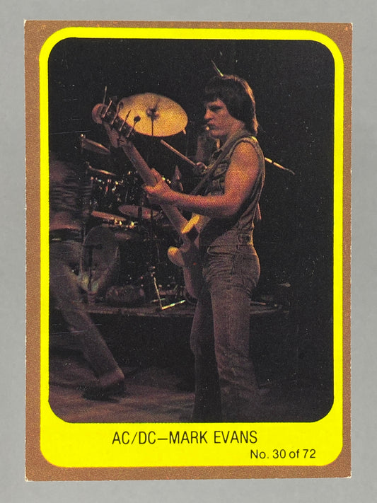 1977 Scanlens Popswops #30 AC/DC Mark Evans (Australia) (Music)