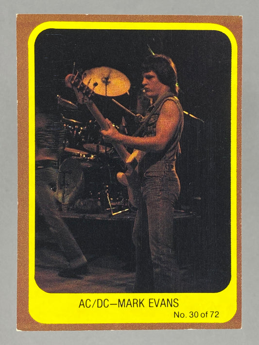 1977 Scanlens Popswops #30 AC/DC Mark Evans (Australia) (Music)