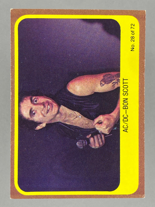 1977 Scanlens Popswops #28 AC/DC Bon Scott *READ* (Australia) (Music)