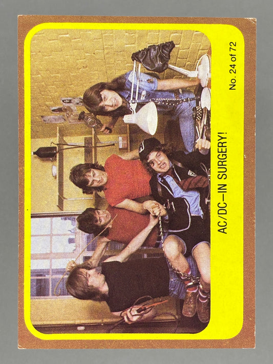 1977 Scanlens Popswops #24 AC/DC In Surgery (Australia) (Music)