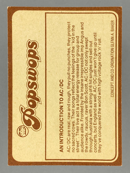 1977 Scanlens Popswops #24 AC/DC In Surgery (Australia) (Music)