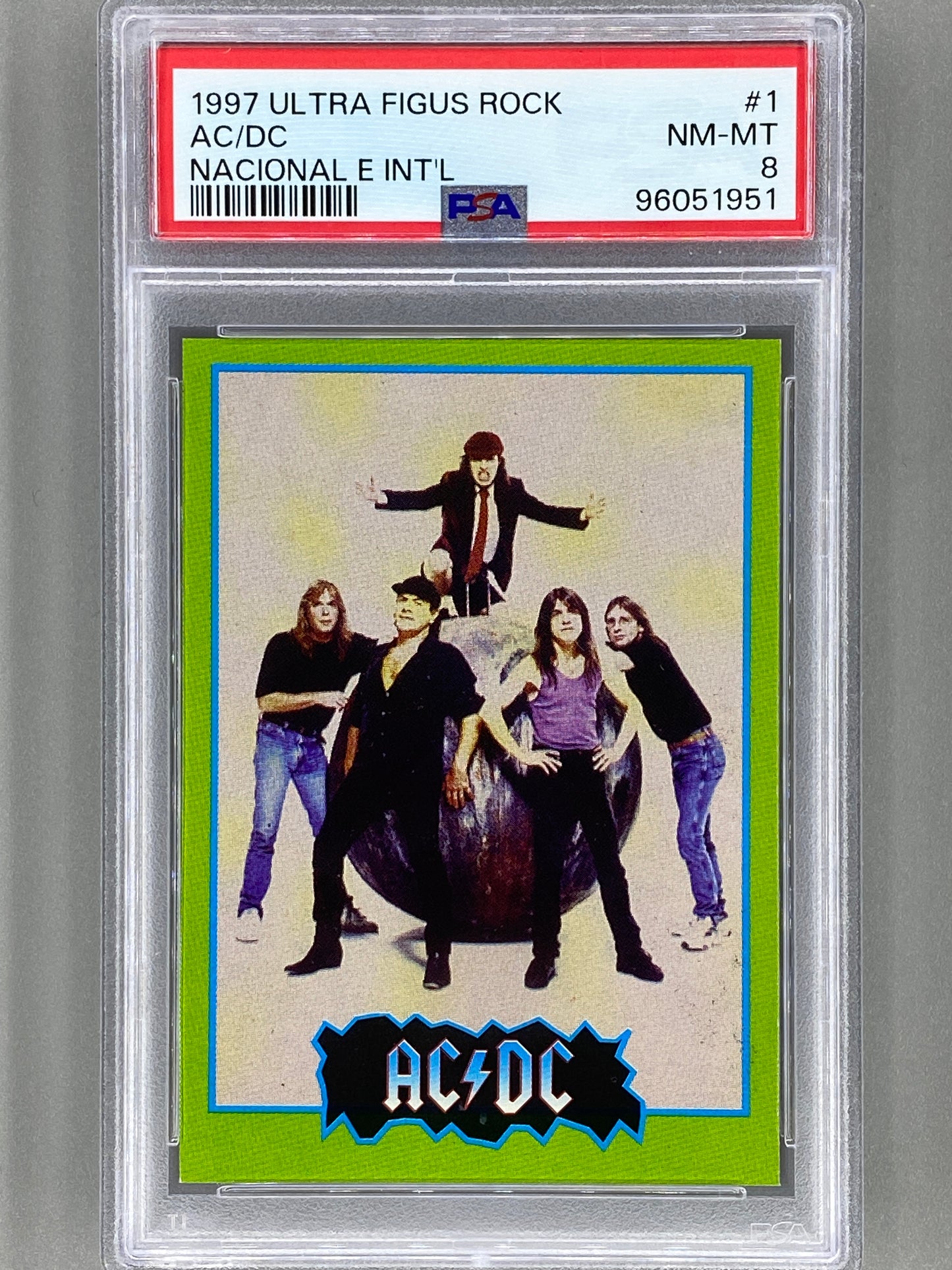 1997 Ultra Figus #1 AC/DC Rock Cards Nacional E Intl PSA 8 Pop 1 (Music)