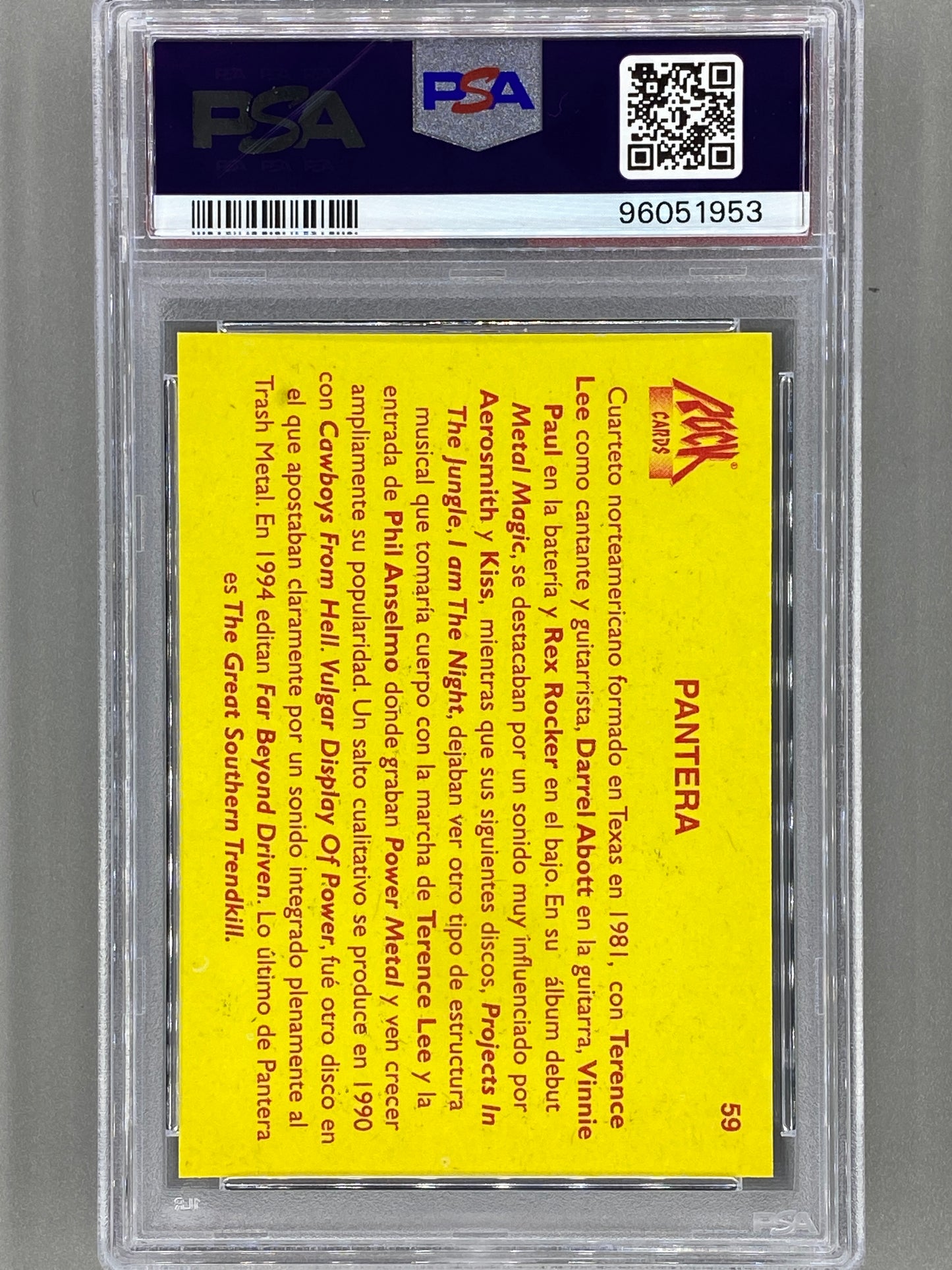 1997 Ultra Figus #59 Pantera Rock Cards Nacional E Intl PSA 7 Pop 2 (Music)