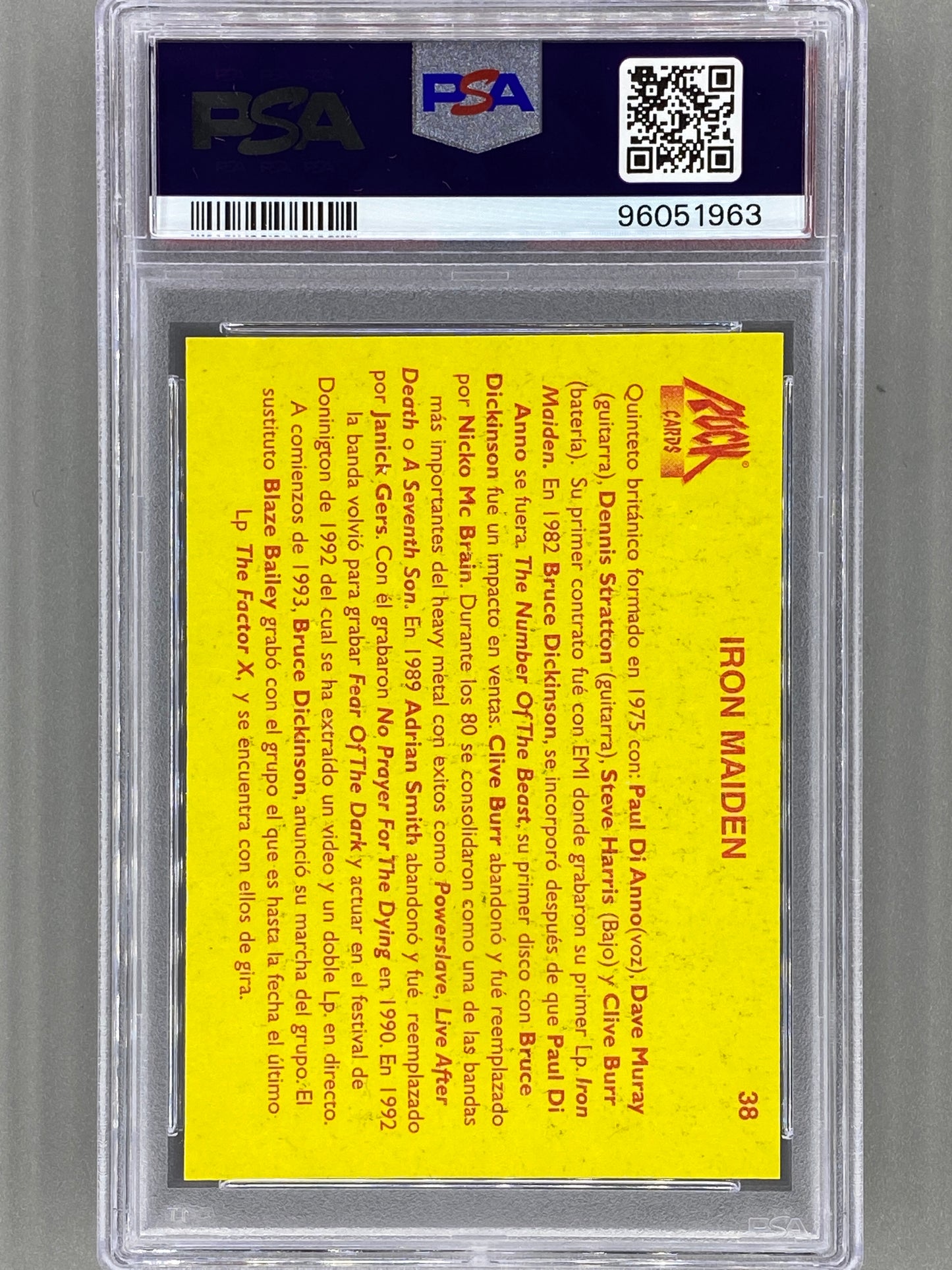 1997 Ultra Figus #38 Iron Maiden Rock Cards Nacional E Intl PSA 6 Pop 2 (Music)