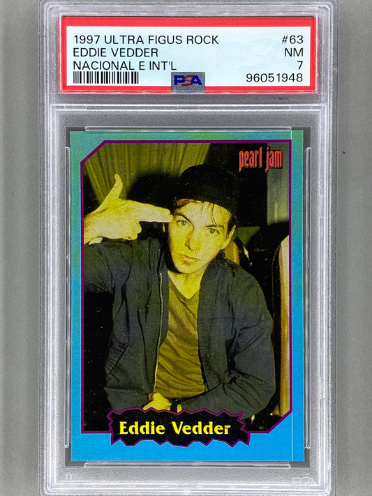 1997 Ultra Figus #63 Eddie Vedder Rock Cards Nacional E Intl PSA 7 Pop 6 (Music)