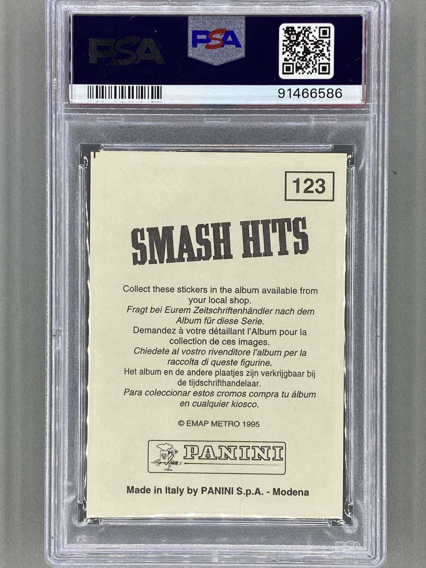 1995 Panini Smash Hits #123 Snoop Dogg Stickers PSA 7 Pop 32 (Music)