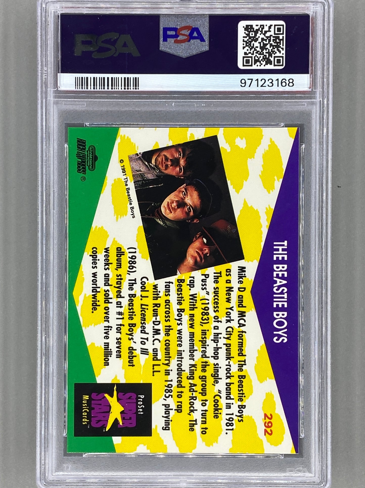 1991 Proset Superstars #292 The Beastie Boys Musicards PSA 7 Pop 3 (Music)