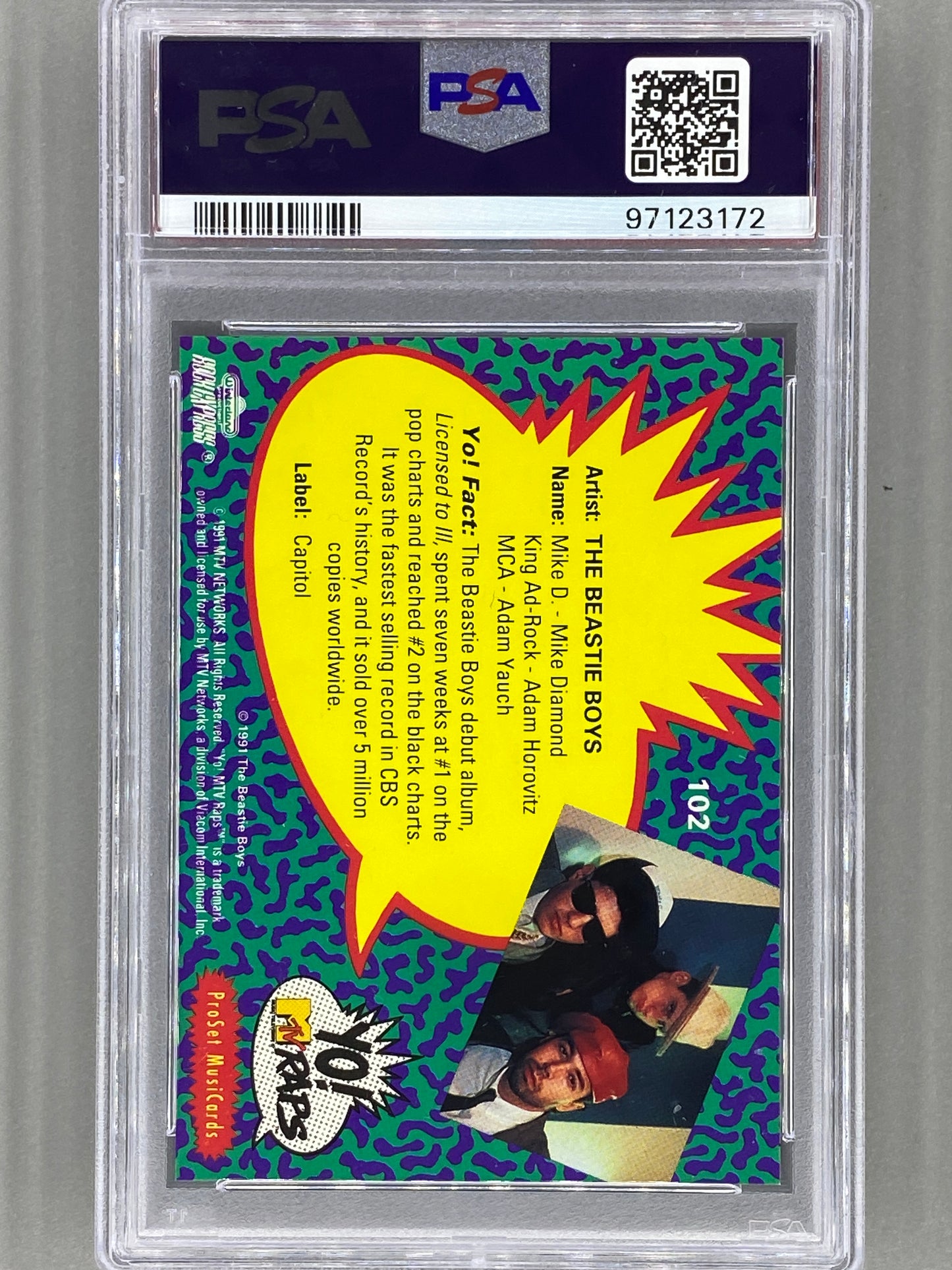 1991 Proset Musicards #102 The Beastie Boys Yo! MTV Raps PSA 3 Pop 1 (Music)