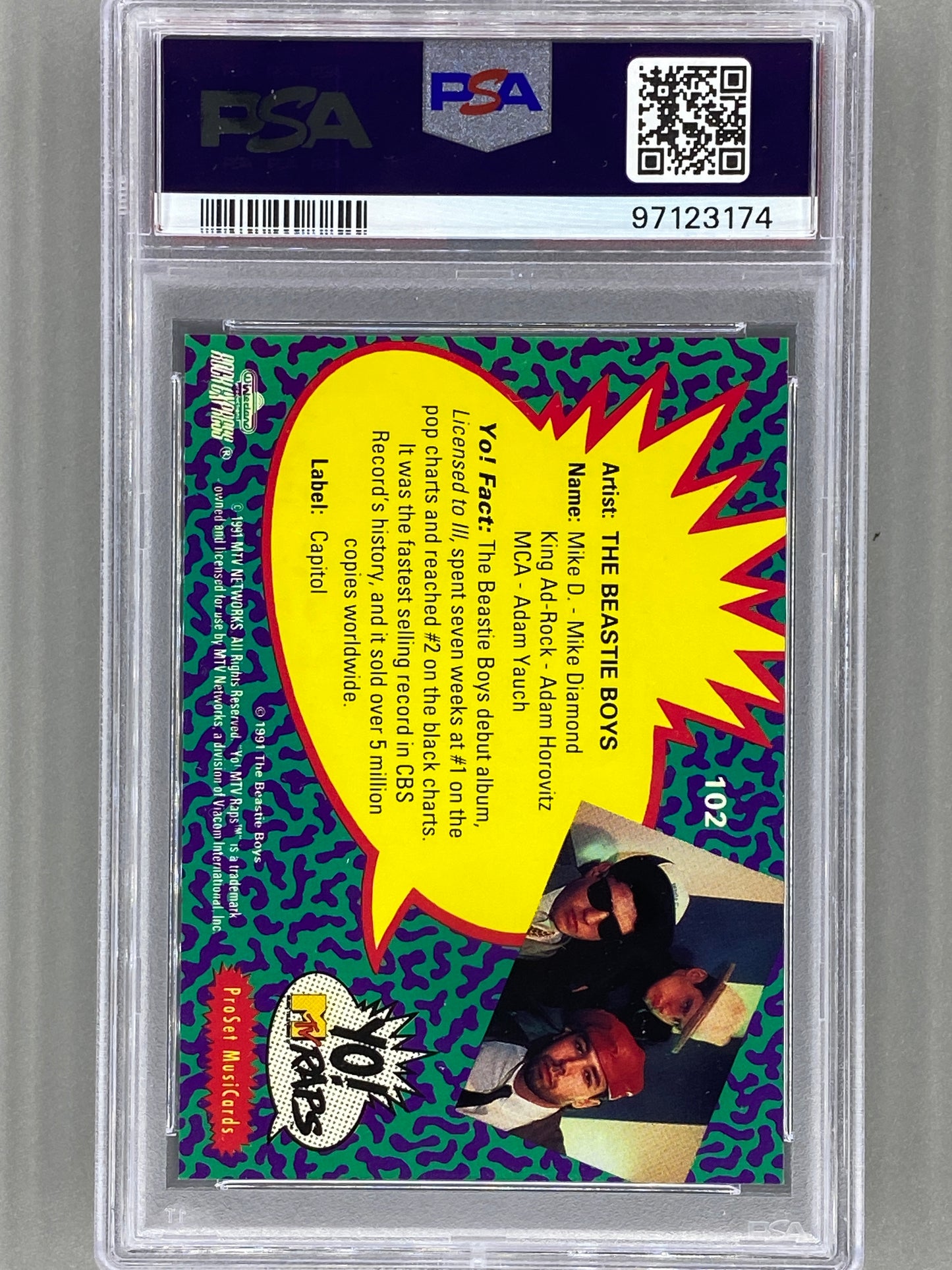 1991 Proset Musicards #102 The Beastie Boys Yo! MTV Raps PSA 7 Pop 4 (Music)