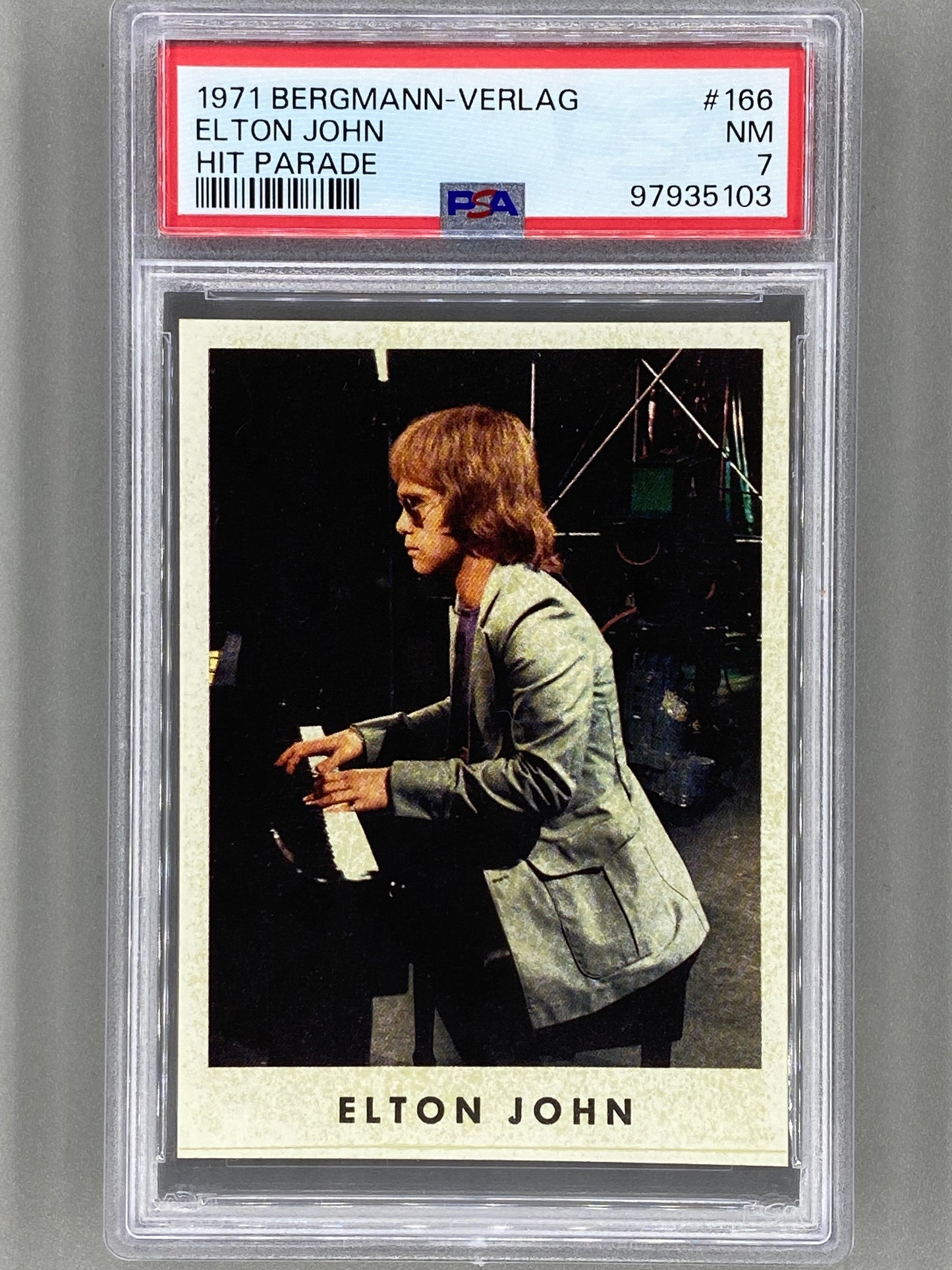 1971 Bergmann-Verlag #166 Elton John Hit Parade Sticker PSA 7 Pop 1 (Music)