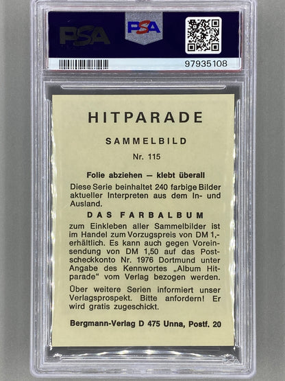 1971 Bergmann-Verlag #115 Jimi Hendrix Hit Parade Sticker PSA 7 Pop 1 (Music)