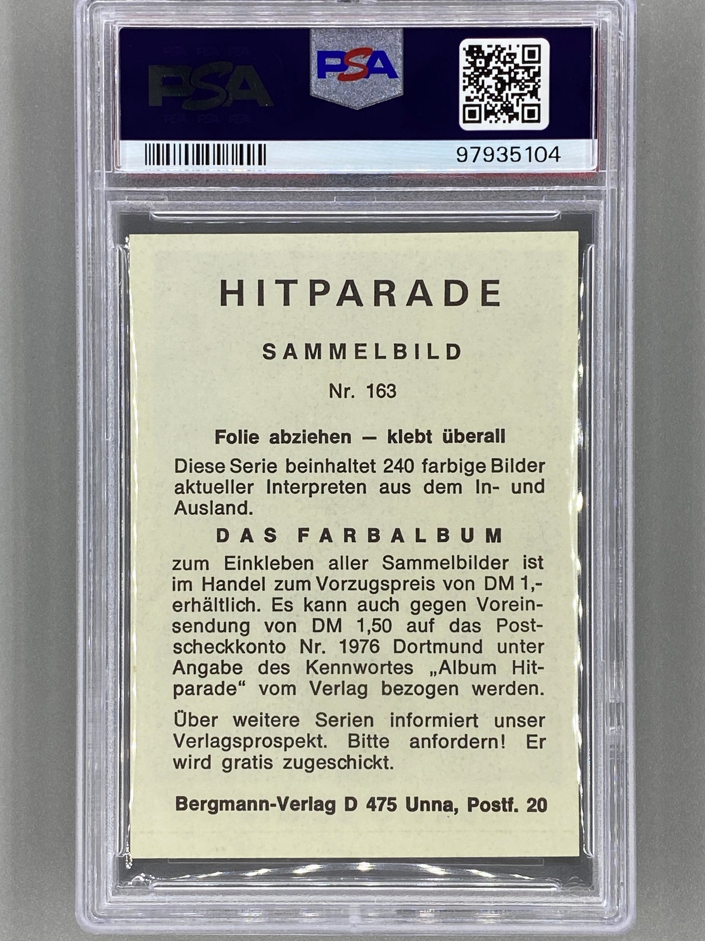 1971 Bergmann-Verlag #163 David Bowie Hit Parade Sticker PSA 7 Pop 1 (Music)