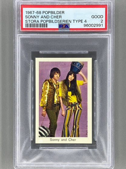 1967-68 Popbilder Sonny & Cher Stora Popbildserien Type 4 PSA 2 Pop 1 (Music)