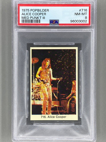 1975 Popbilder #716 Alice Cooper Med Punkt III PSA 8 Pop 1 (Music)