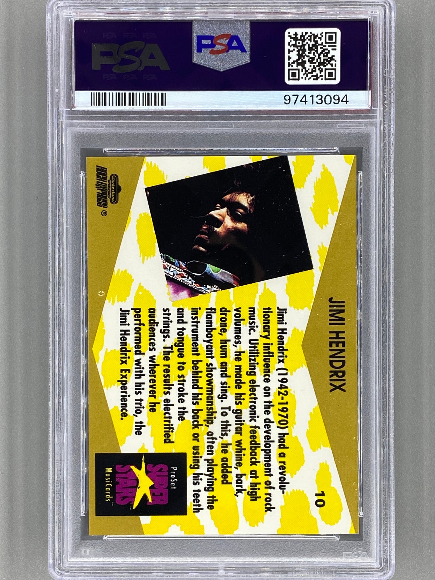 1991 Proset Superstars #10 Jimi Hendrix Musicards PSA 9 Pop 11 (Music)