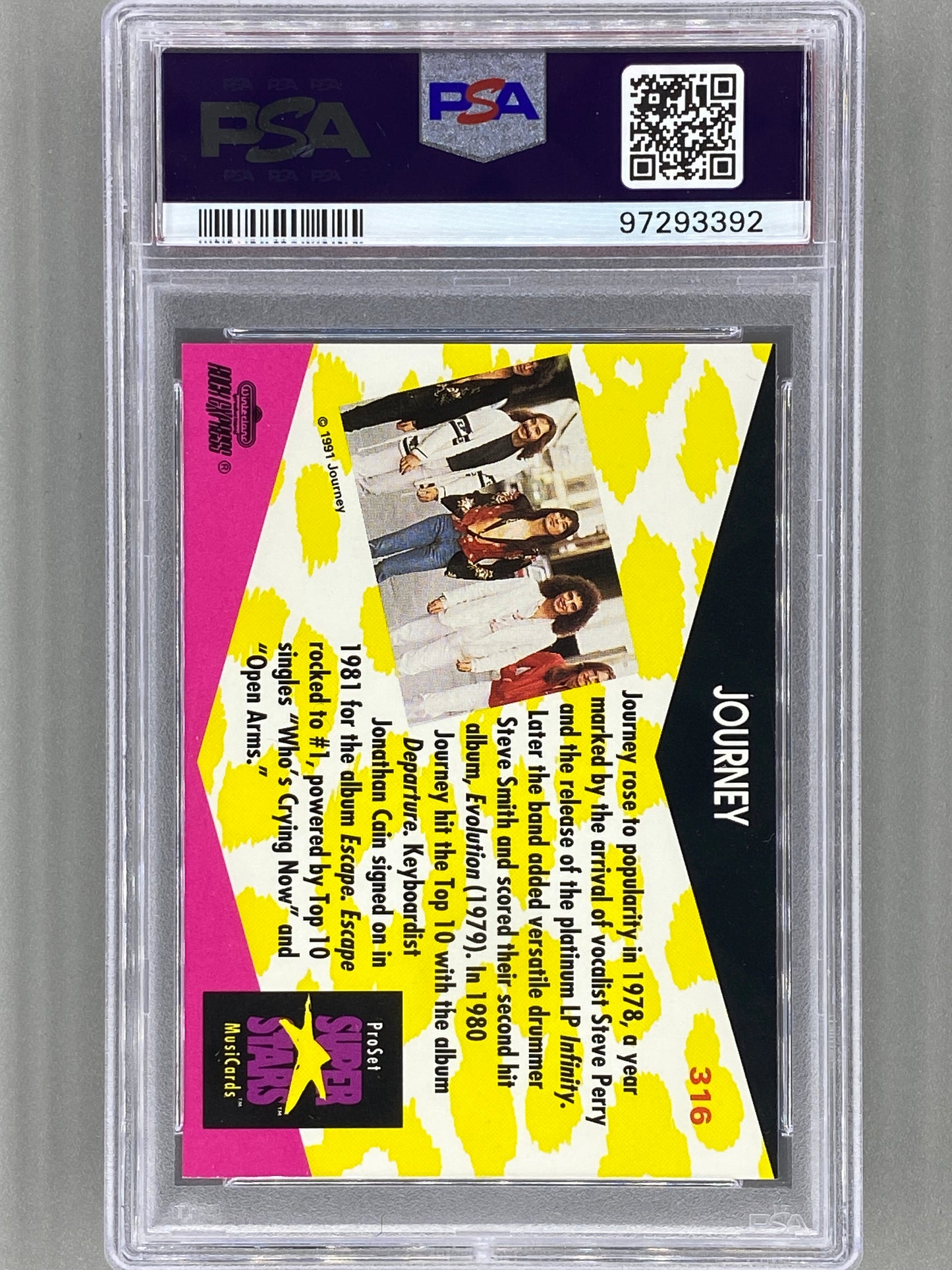 1991 Proset Superstars #316 Journey Musicards PSA 9 Pop 6 (Music)