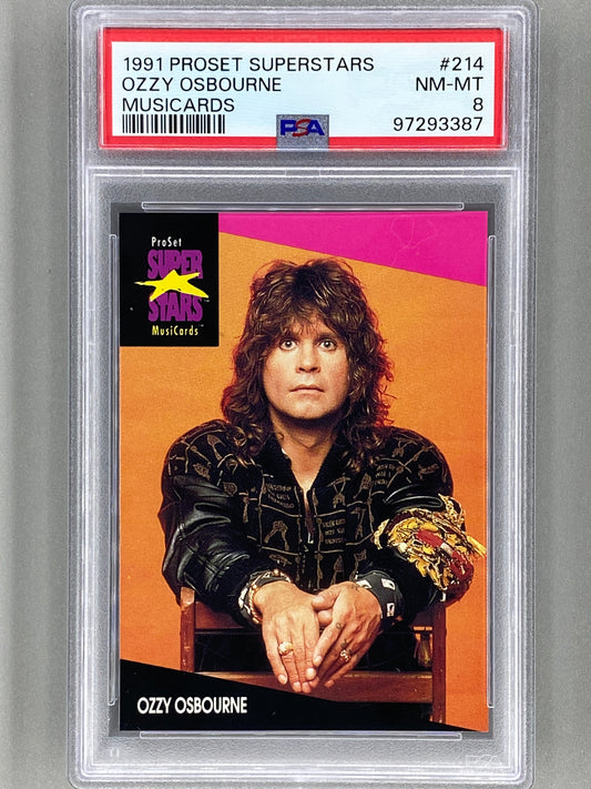 1991 Proset Superstars #214 Ozzy Osbourne Musicards PSA 8 Pop 8 (Music)