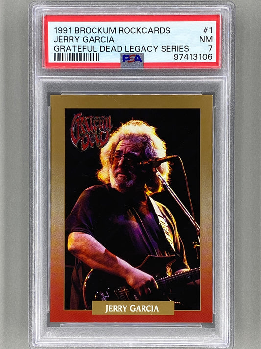 1991 Brockum Rockcards #1 Jerry Garcia Grateful Dead Legacy Series PSA 7 Pop 15 (Music)